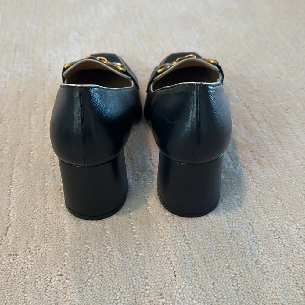 LK Bennett Black Leather Loafers with Gold Accent EUC - Picture 3 of 6